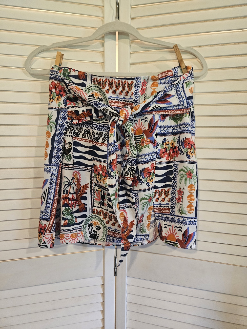 Tropical Print Tie-Waist Skirt - Multicolor